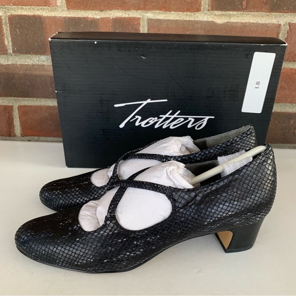 Trotters Women's Jamie Navy Snake Leather Mary Jane Pump Heels Size US 6.5 N - Picture 5 of 9